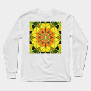 Cartoon Mandala Yellow Orange and Green Long Sleeve T-Shirt